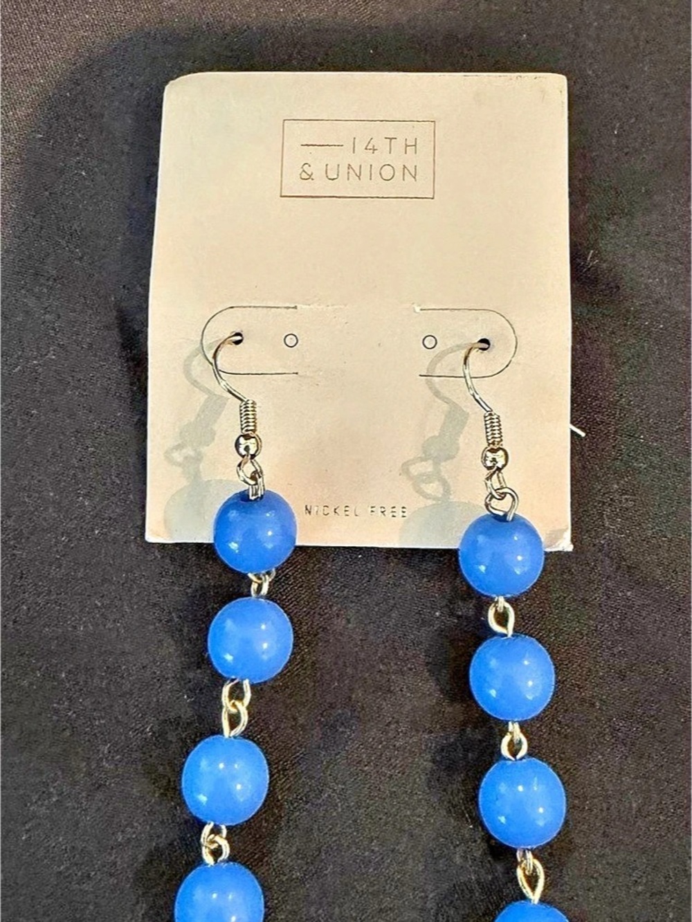 Fashion Union Blue Beaded Drop Earrings NWT